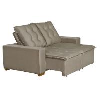 Sofá 3 Lugares 1.90 Mt Com Molas Retrátil E Reclinável Bege - 8