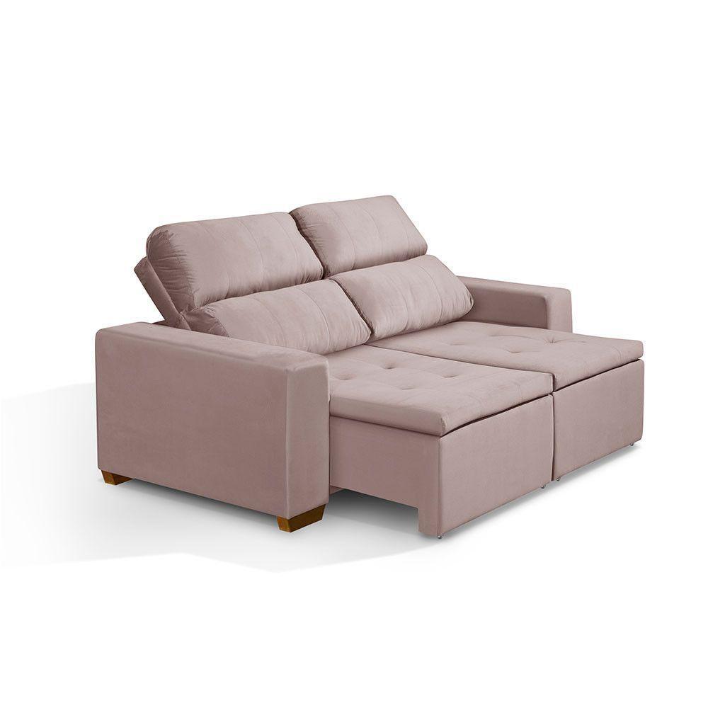 Sofá 3 Lugares 195cm Com Molas, Retrátil E Reclinável Rose - 2
