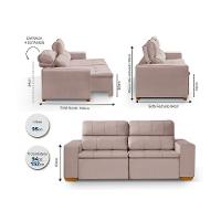 Sofá 3 Lugares 195cm Com Molas, Retrátil E Reclinável Rose