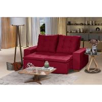 Sofá 3 Lugares Com Molas Retrátil E Reclinável Vermelho - 1