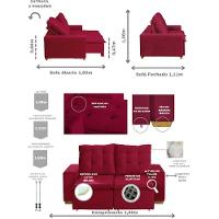 Sofá 3 Lugares Com Molas Retrátil E Reclinável Vermelho - 9