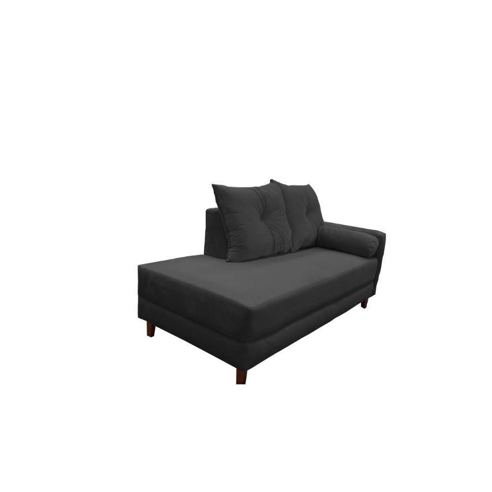 Divã Recamier Berlim 1,60 Cm Lado Direito Suede Preto - 5