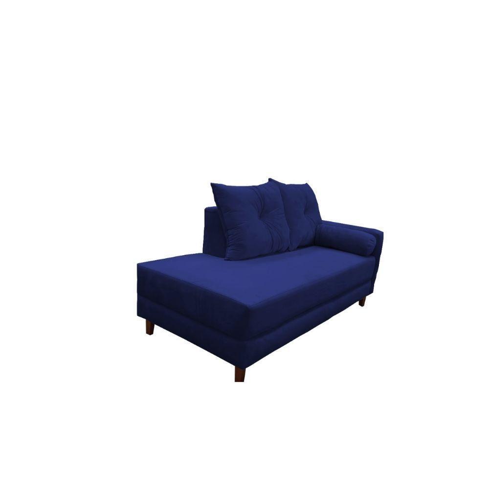Divã Recamier Berlim 1,60 Cm Lado Direito Suede Azul Marinho - 2