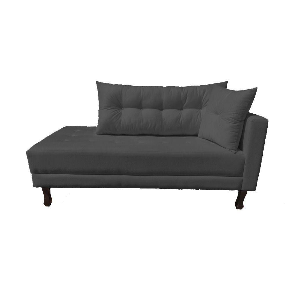 Divã Recamier Troya 1,60 Cm Lado Direito Suede Linho Grafite - 1