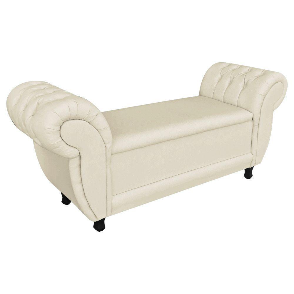 Divã Recamier Com Baú Grécia 1,55 Cm Linho Bege - 4