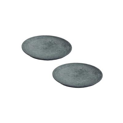 Kit 2 Pratos Raso Redondo Pedra Sabão Sobremesa E Bolos 30Cm