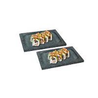 Kit 2 Prato Retangular Bandeja De Servir Pedra Sabão 20X15Cm - 2