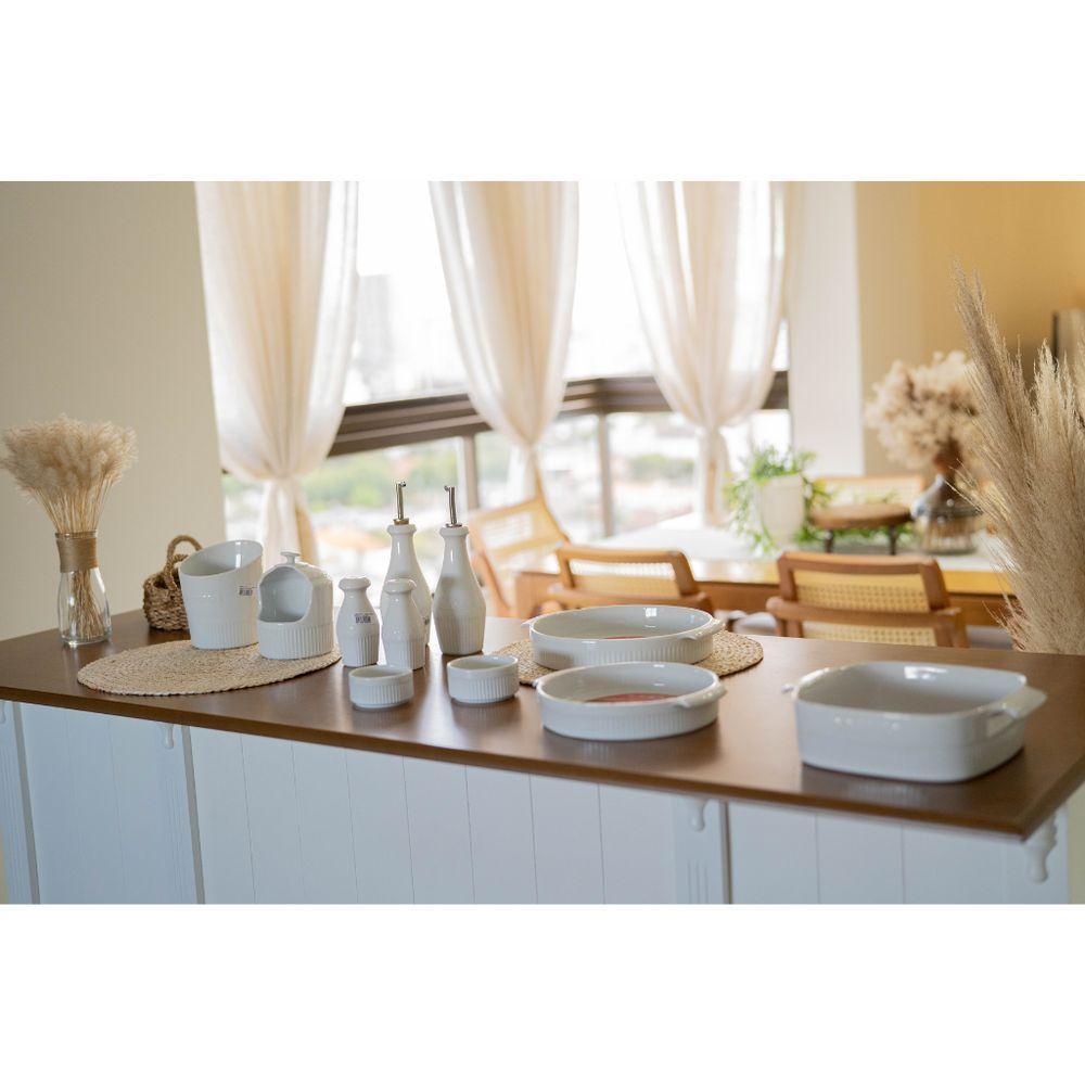 Travessa Redonda Em Porcelana Assar E Servir 21X4,5Cm Germer Branco - 3