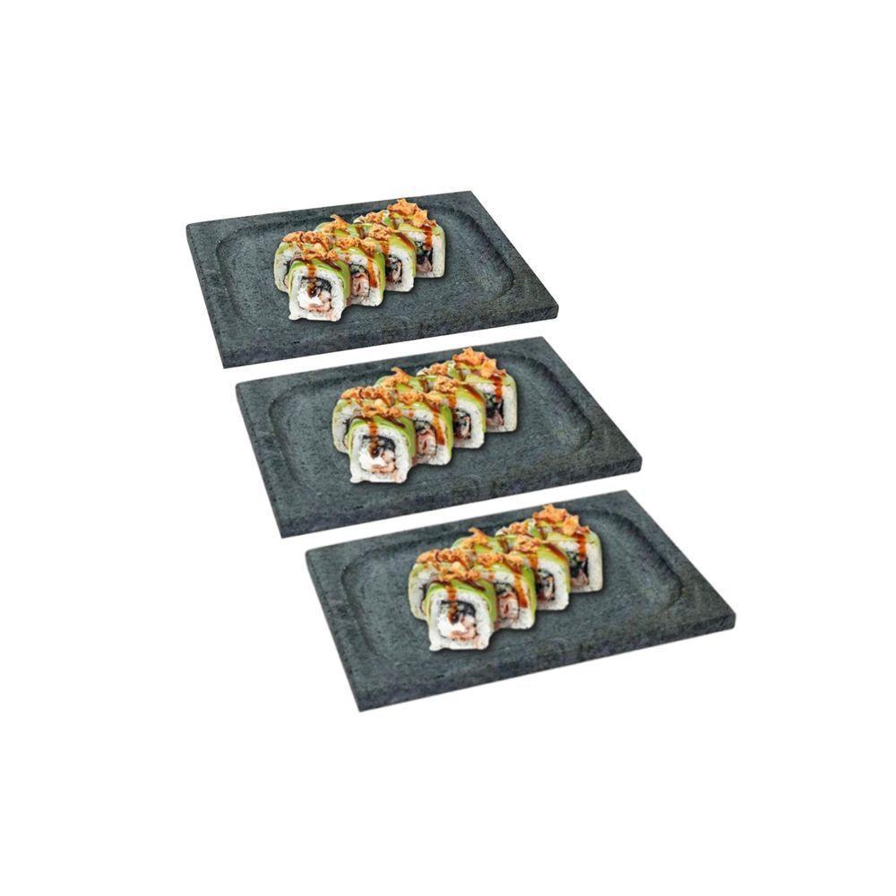 Kit 3 Prato Retangular Bandeja De Servir Pedra Sabão 10X30Cm - 2