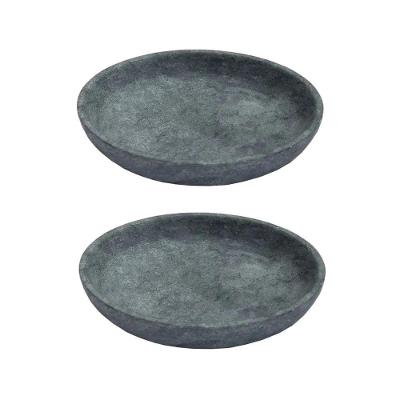 Kit 2 Pratos Fundo Para Massa Em Pedra Sabão Borda Alta 22Cm