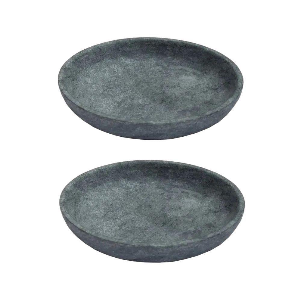 Kit 2 Pratos Fundo Para Massa Em Pedra Sabão Borda Alta 23Cm - 1
