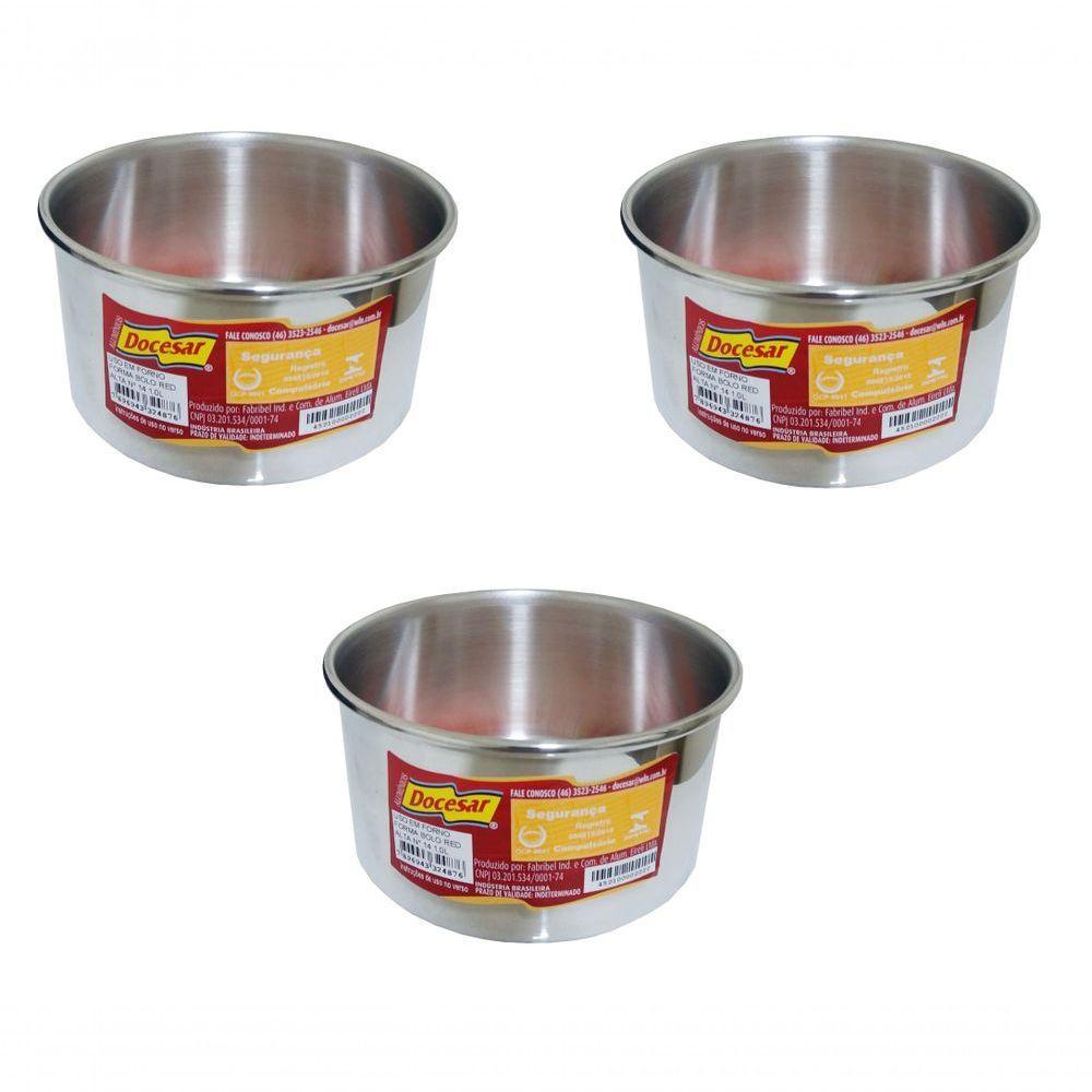 Kit 3 Forma Assadeira Redonda Para Bolo Alta 14x8cm 1l Doces - 1