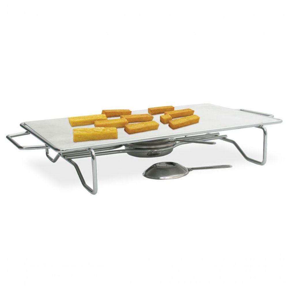 Rechaud Retangular Grande Cromada Chapa Alumínio 380X240mm - 1