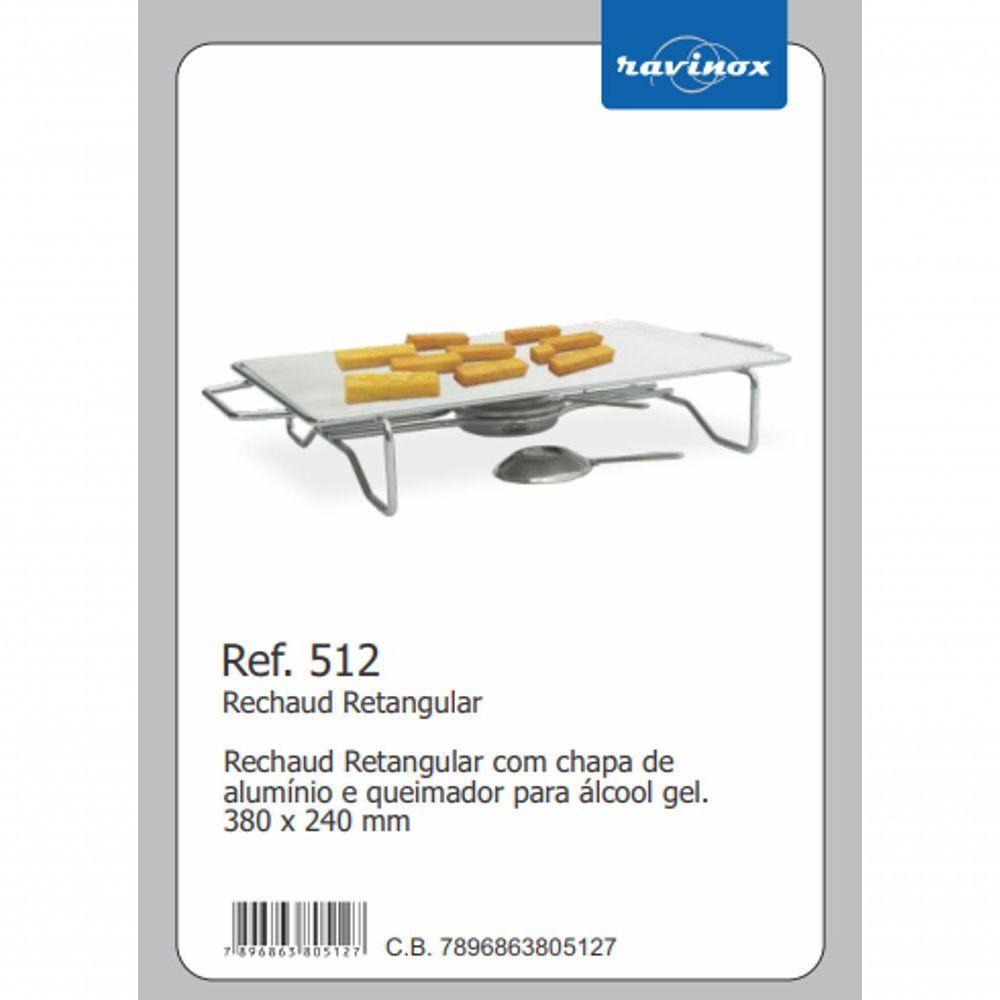 Rechaud Retangular Grande Cromada Chapa Alumínio 380X240mm - 3