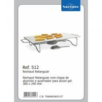 Rechaud Retangular Grande Cromada Chapa Alumínio 380X240mm - 3