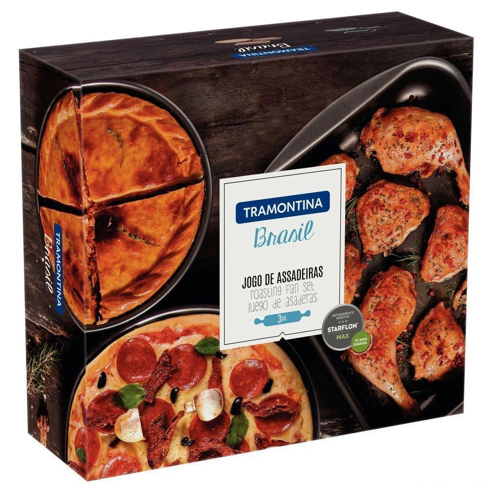 Jogo De Assadeiras Brasil Em Alumínio Com Revestimento Interno E Externo Em Antiaderente - 2