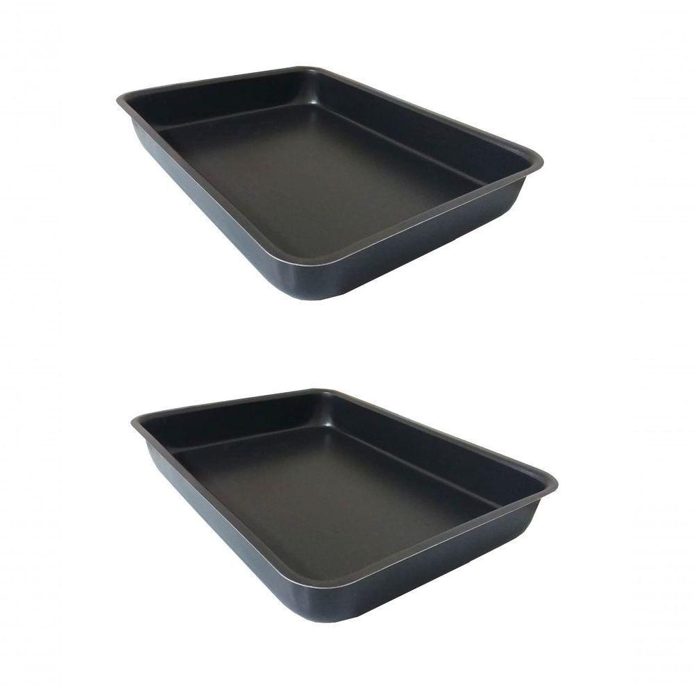 Kit 2 Assadeiras Antiaderente Retangular Alta Nº4 Preta Over - 1