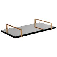 Bandeja Espelhada 25x50cm Borda Infinita Preta Com Alça Cobre - 1