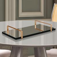 Bandeja Espelhada 25x50cm Borda Infinita Preta Com Alça Cobre - 3
