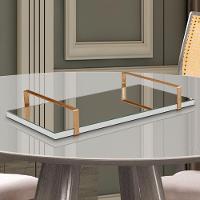 Bandeja Espelhada 25x50cm Borda Infinita Branca Com Alça Cobre - 9