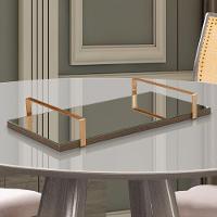 Bandeja Espelhada 25x50cm Borda Infinita Castanho Com Alça Cobre