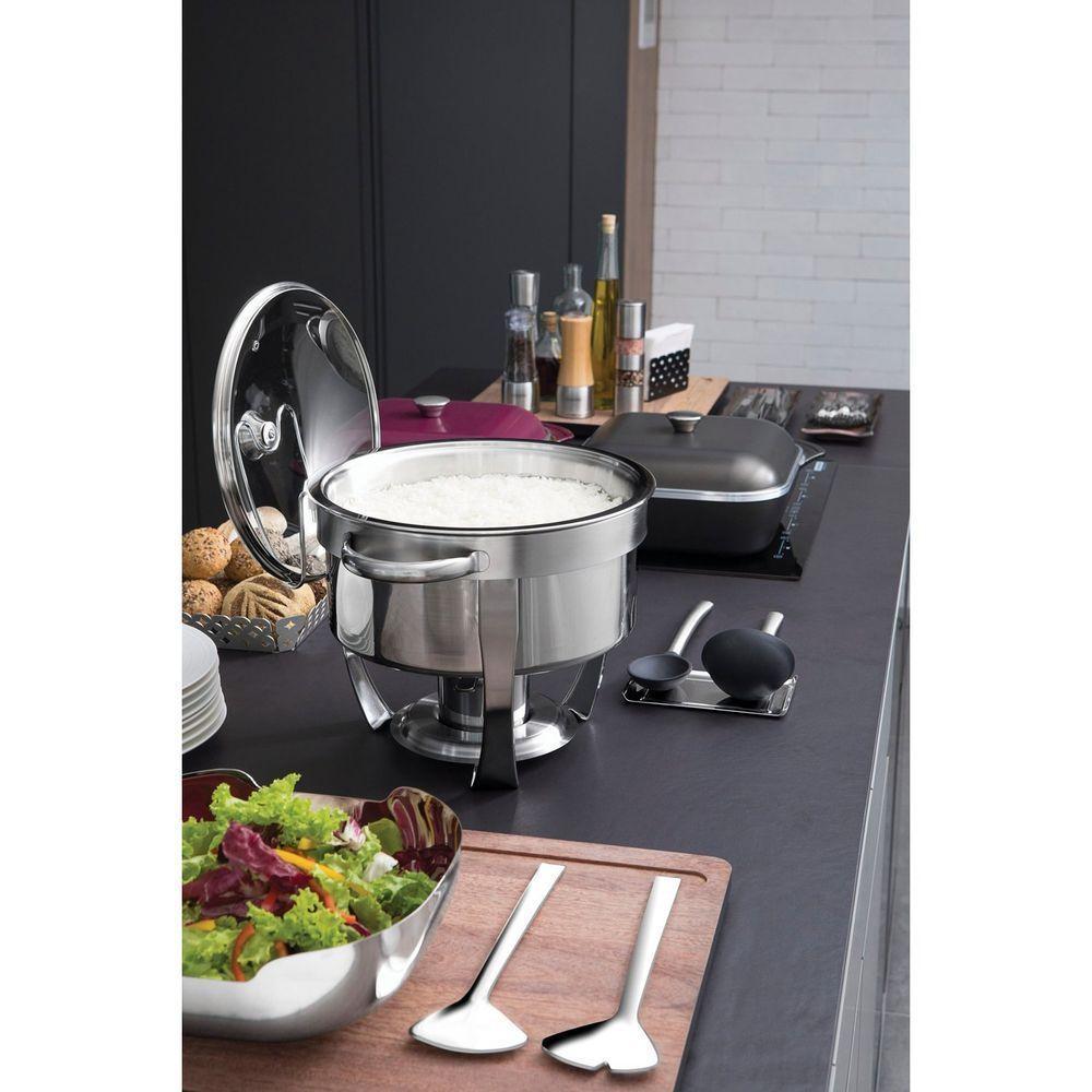 Rechaud Tramontina Redondo Em Aço Inox Banho Maria Com Suporte Para Tampa E Fogareiro 7 L Tramontina - 3