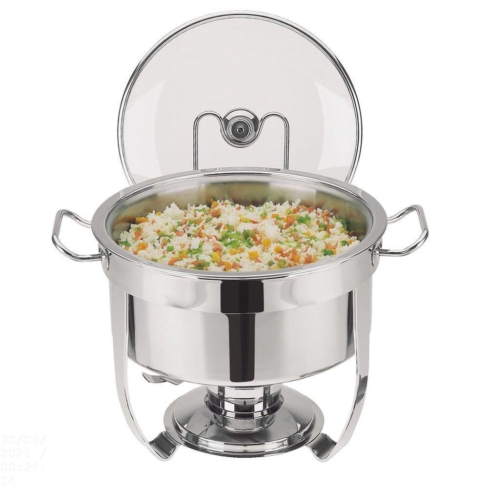 Rechaud Tramontina Redondo Em Aço Inox Banho Maria Com Suporte Para Tampa E Fogareiro 7 L Tramontina - 5