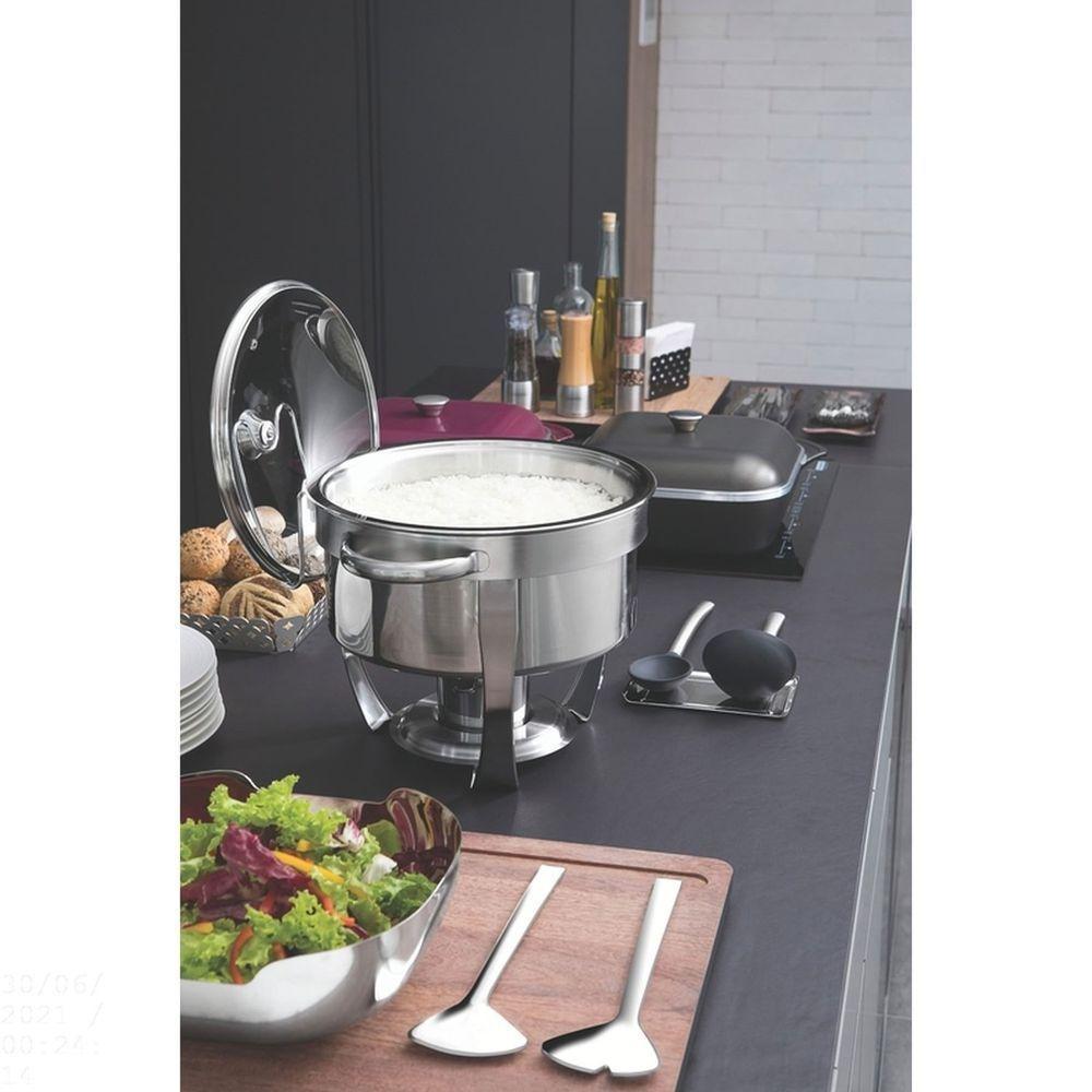Rechaud Tramontina Redondo Em Aço Inox Banho Maria Com Suporte Para Tampa E Fogareiro 7 L Tramontina - 10