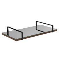 Bandeja Espelhada 25x50cm Borda Infinita Castanho Com Alça Preta - 1