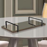 Bandeja Espelhada 25x50cm Borda Infinita Castanho Com Alça Preta - 3
