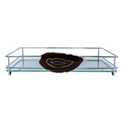 Bandeja Hara Fence Ágata Cromada 15X25 Cm Cor:Preto