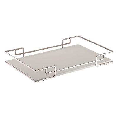 Bandeja Multiuso Luana Tampo Couríssimo Bege 30X40 Cromada