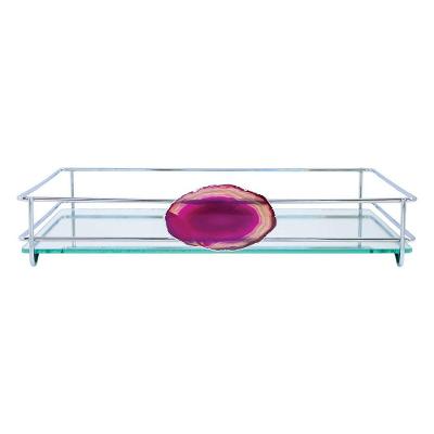 Bandeja Fence Ágata Cromada 10X20 Vermelho Rosado