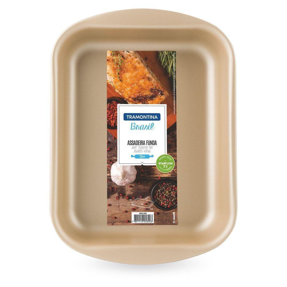 Assadeira Funda Alumínio Revestimento Antiaderente Starflon T1 Vermelha 28 Cm 3,3 L - 3