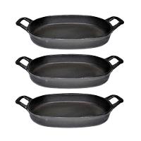 Kit 3 Assadeira De Ferro Lisa Oval Alça Ferro St 35x24cm - 1