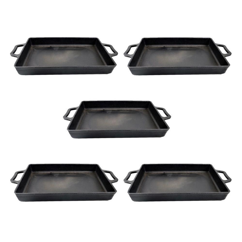 Kit 5 Assadeira De Ferro Retangular Alça Ferro 40x26cm - 1