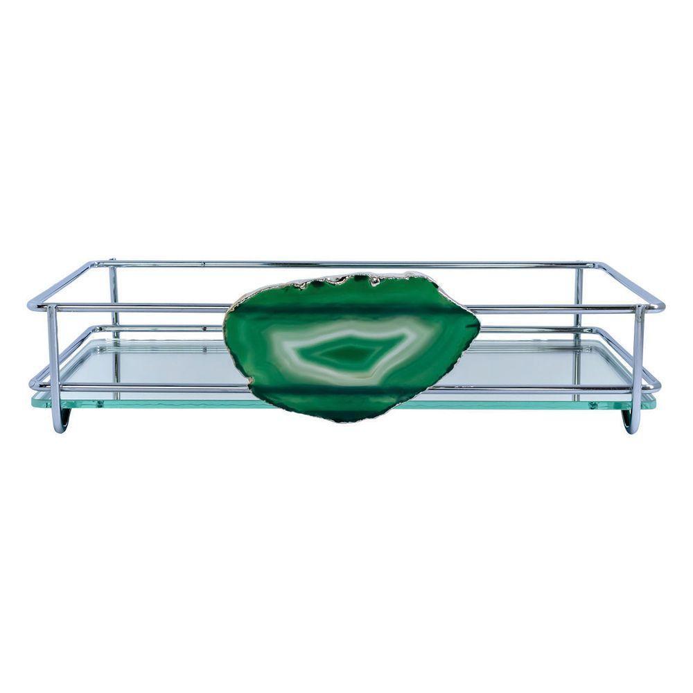 Bandeja Hara Fence Ágata Cromada 15X25 Cm Cor:Verde - 1