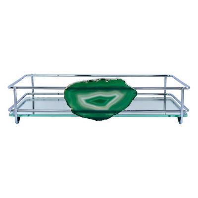 Bandeja Hara Fence Ágata Cromada 15X25 Cm Cor:Verde
