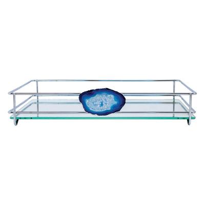 Bandeja Hara Fence Ágata Cromada 15X25 Cm Cor:Azul