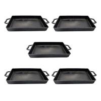 Kit 5 Assadeira De Ferro Lisa Retangular Alça Ferro 40x26cm - 1