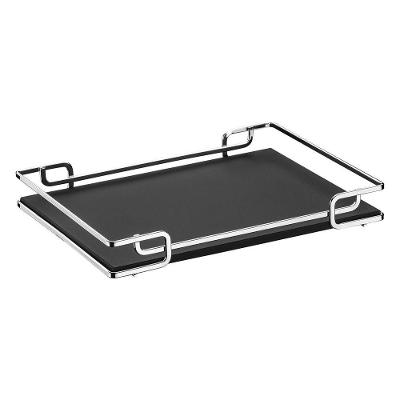 Bandeja Multiuso Luana Tampo Couríssimo Preto 39X70 Cromada
