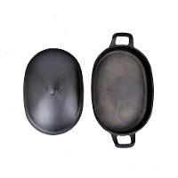 Assadeira De Ferro Lisa Oval Alça Ferro Com Tampa 35X24Cm - 1