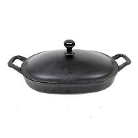 Assadeira De Ferro Lisa Oval Alça Ferro Com Tampa 35X24Cm - 2