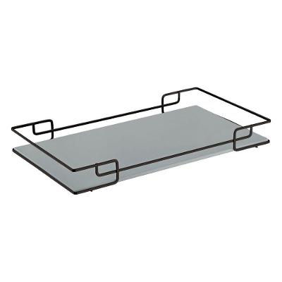 Bandeja Multiuso Luana Tampo Couríssimo Cinza 30X40 Preta