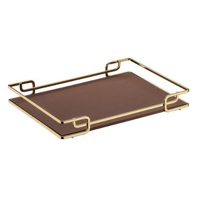 Bandeja Multiuso Luana Tampo Couríss. Caramelo 37X57 Dourada