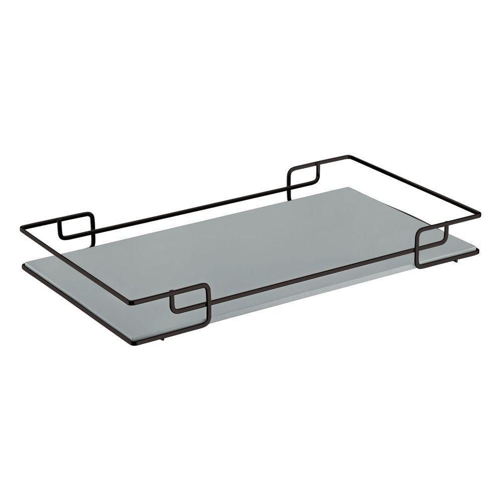 Bandeja Multiuso Luana Tampo Couríssimo Cinza 37X57 Preta - 1