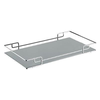 Bandeja Multiuso Luana Tampo Couríssimo Cinza 30X40 Cromada