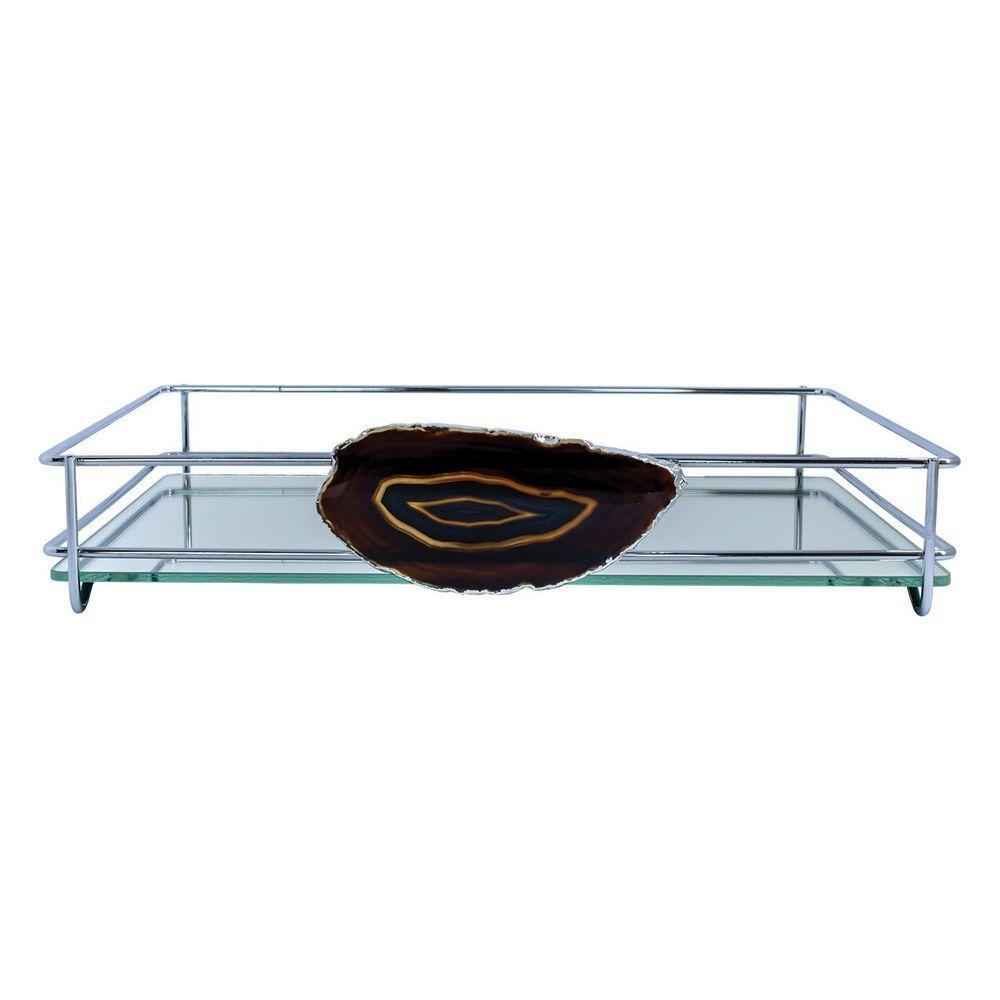 Bandeja Hara Fence Ágata Cromada 10X20 Cm Cor:Preto - 1