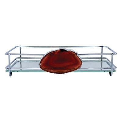 Bandeja Hara Fence Ágata Cromada 10X20 Cm Cor:Marrom