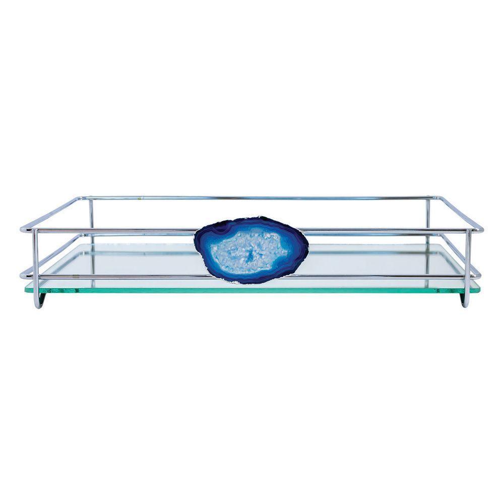 Bandeja Hara Fence Ágata Cromada 10X20 Cm Cor:Azul - 1